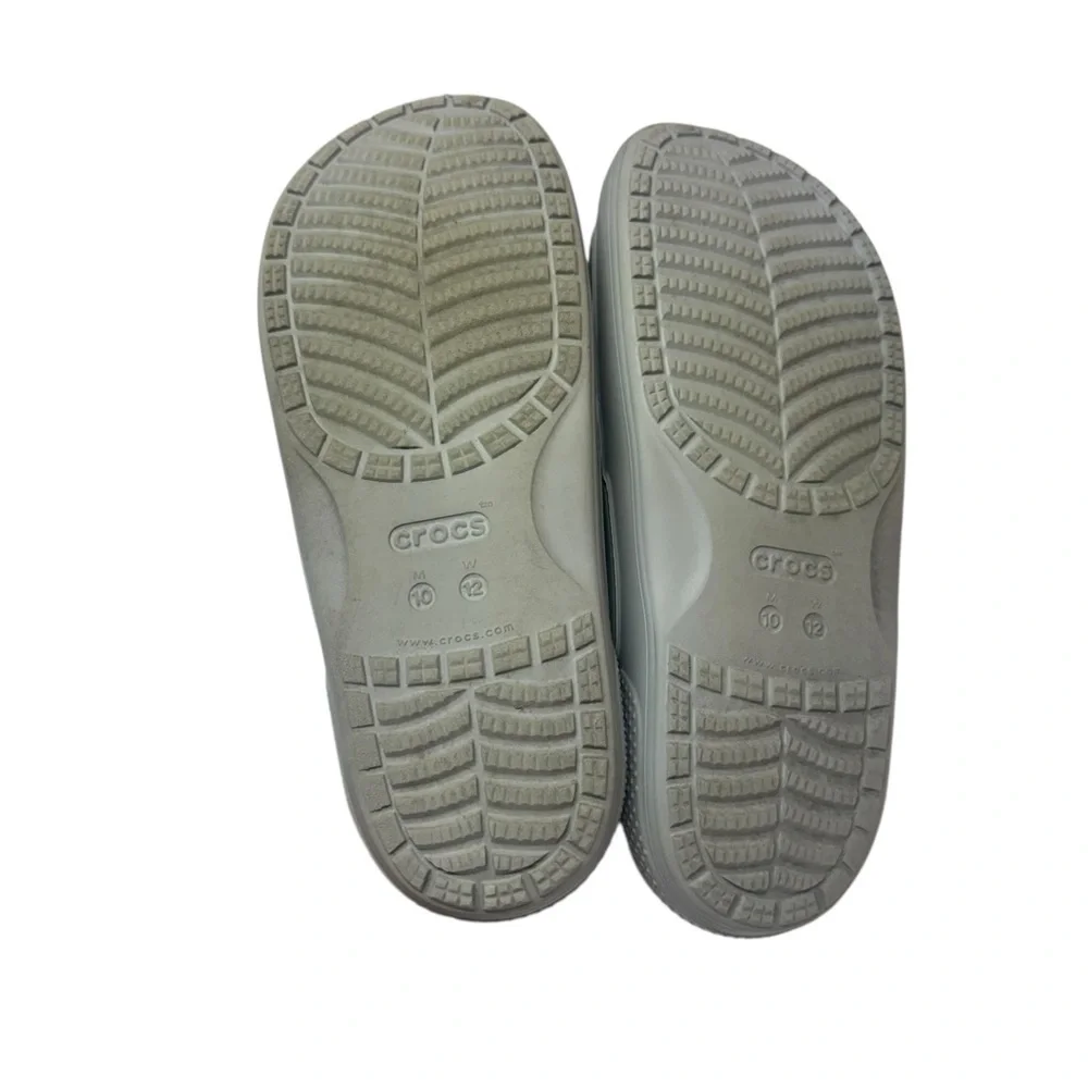 Crocs Classic Slide Sandals Women 12 Mens 10 Double Strap Grey‎